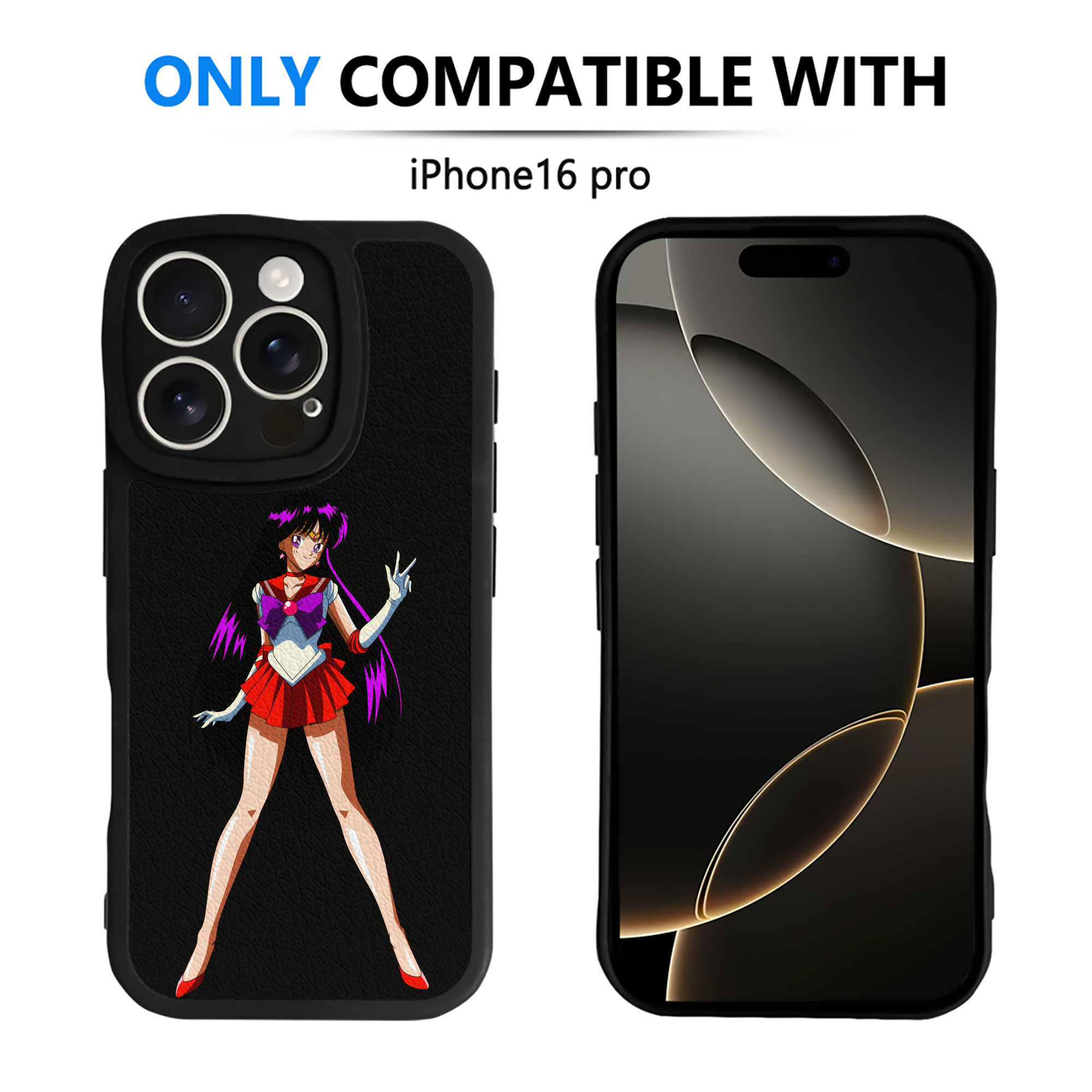（画像用） 美少女戦士セーラームーン 火野レイ ひの レイ Sailor Moon Hino Rei （セーラーマーズ,Sailor Mars） 【iPhone 16シリーズ対応】シリコンスマホケース（レザー調） 材質：シリコン